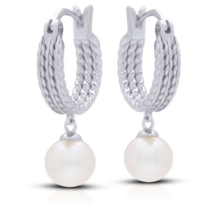 Kolczyki srebrne koła z perłą naturalną pr.925