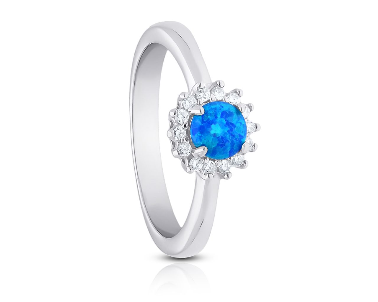 Srebrny pierścionek z niebieskim opalem