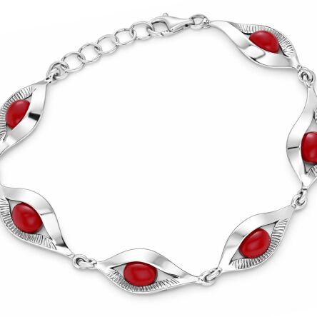 Bransoletka srebrna 925 z koralem