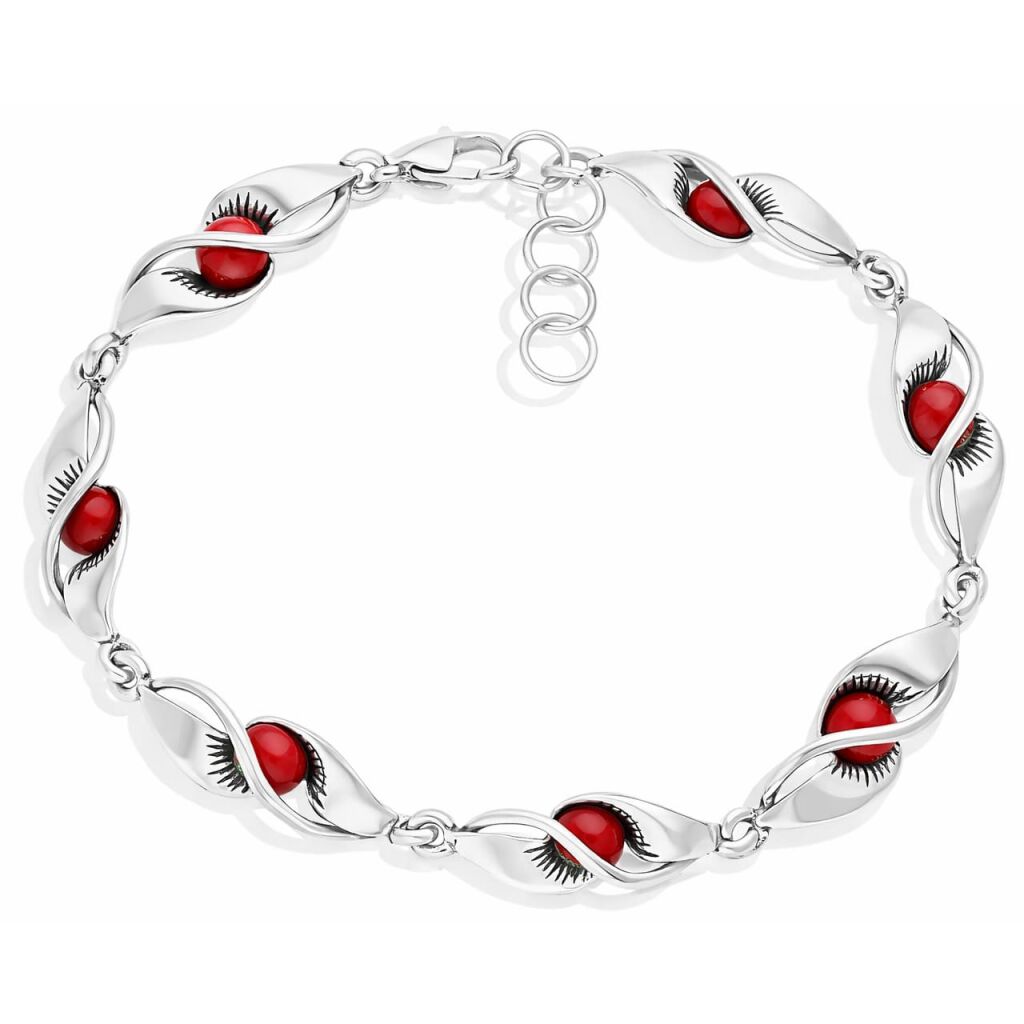 Bransoletka srebrna 925 z koralem Czerwony koral