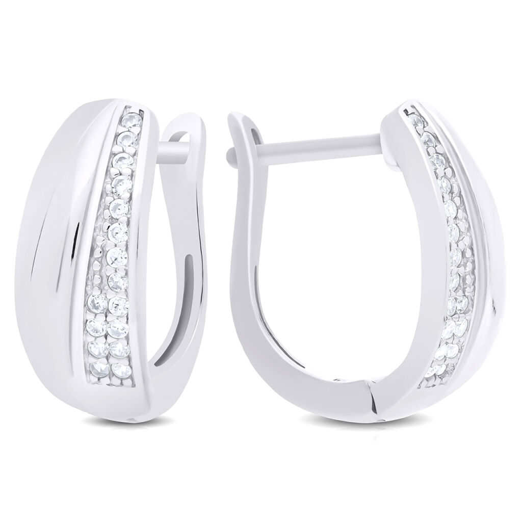 Kolczyki srebrne angielskie szerokie z cyrkoniami