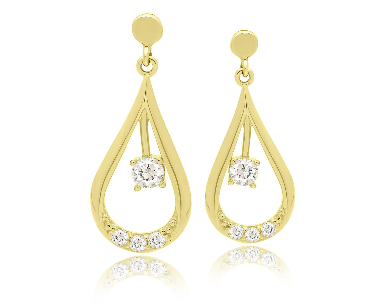 Kolczyki złote 585 wiszące sztyfty cyrkonie