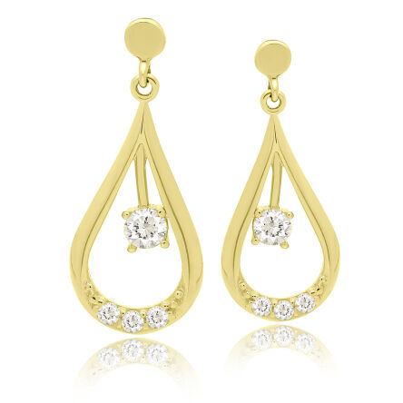 Kolczyki złote 585 wiszące sztyfty cyrkonie