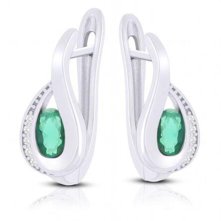 Kolczyki srebrne z zieloną cyrkonią angielskie
