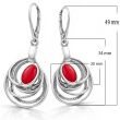 Kolczyki srebrne 925 z koralem wiszące - 3