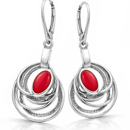 Kolczyki srebrne 925 z koralem wiszące