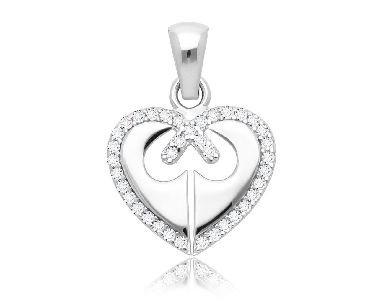 Zawieszka srebrna damska serce z cyrkoniami