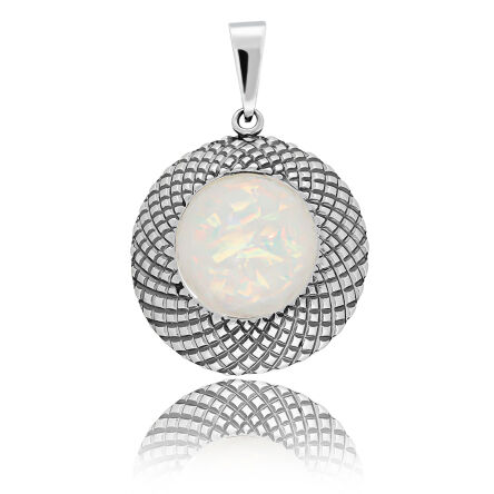 Srebrna zawieszka okrągła z opalem