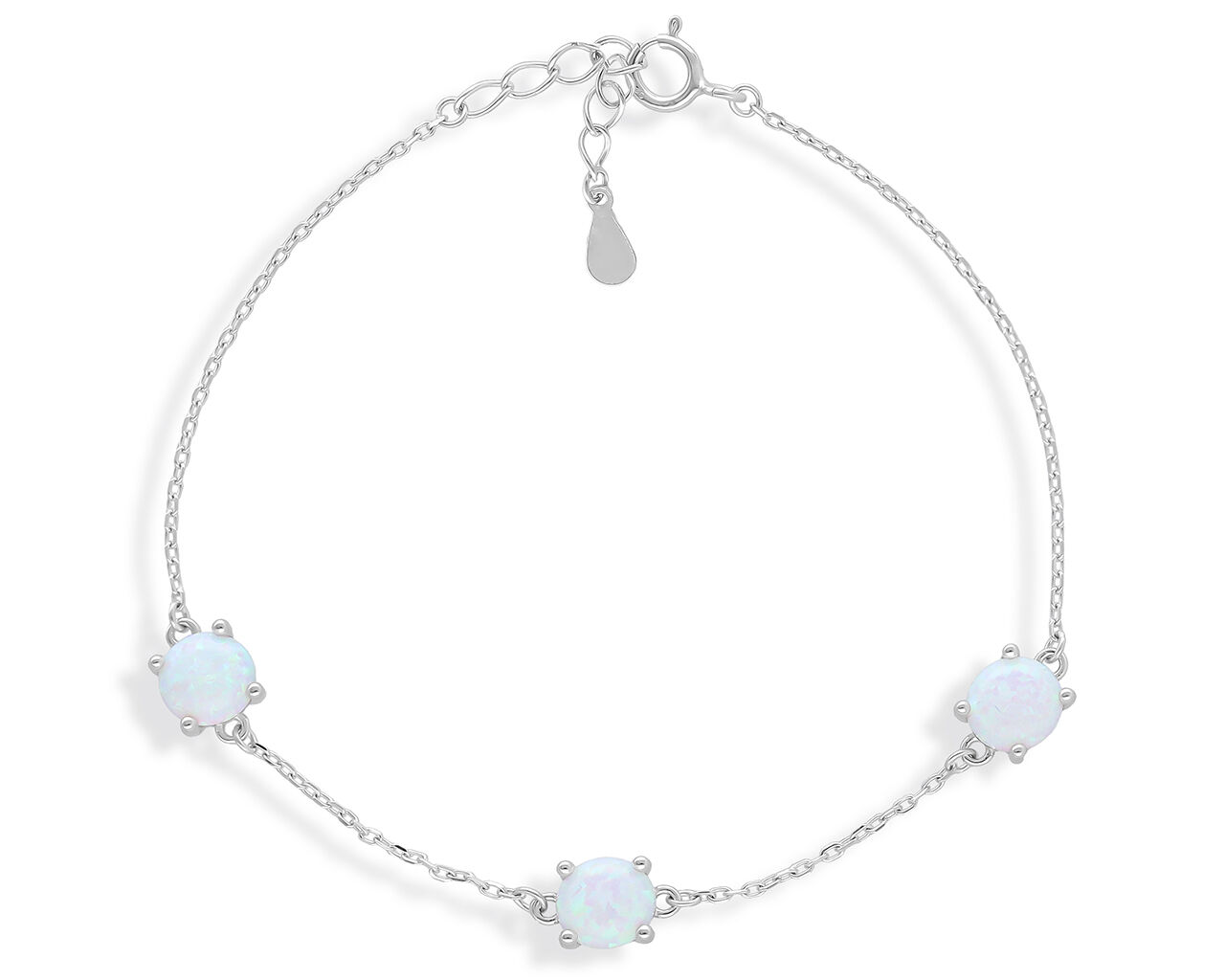Srebrna bransoletka z białym opalem