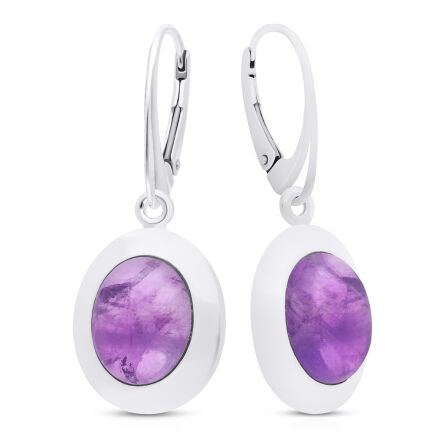 Kolczyki srebrne wiszące naturalny Ametyst