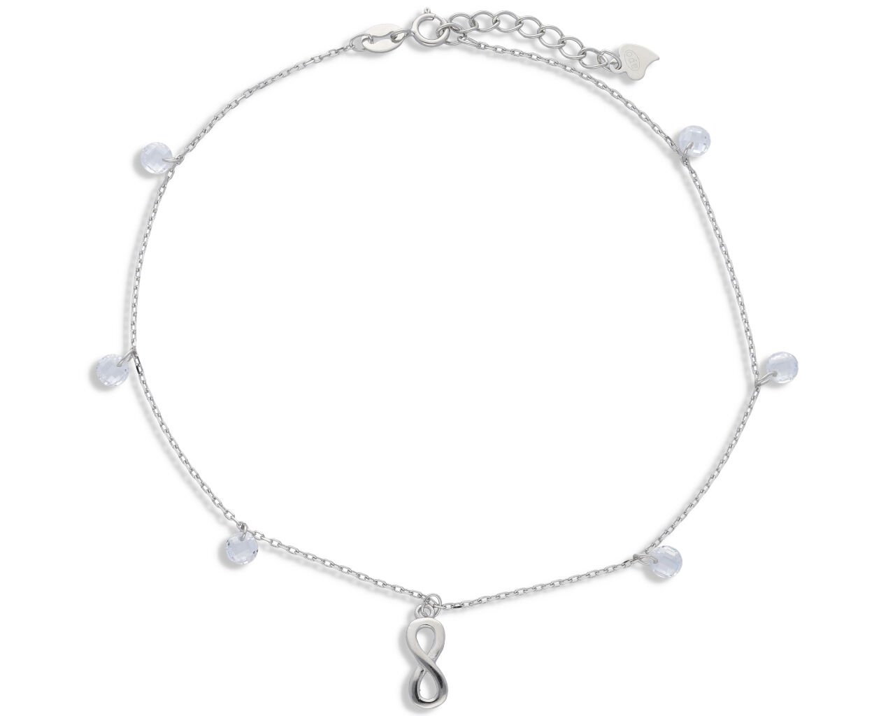 Bransoletka na nogę cyrkonie i nieskończoność