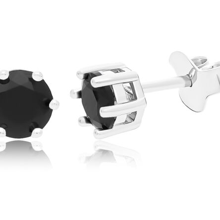 Kolczyki srebrne z czarnymi cyrkoniami pr.925