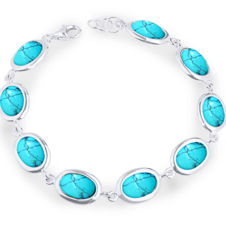 Srebrna bransoletka damska z turkusami