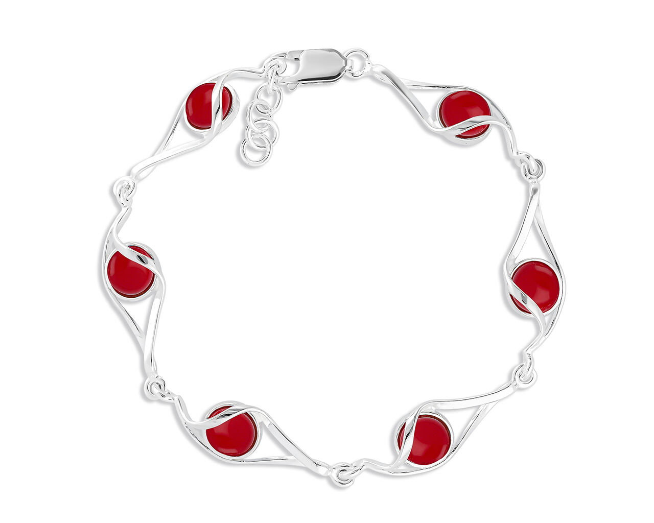 Bransoletka srebrna z elementami z koralem