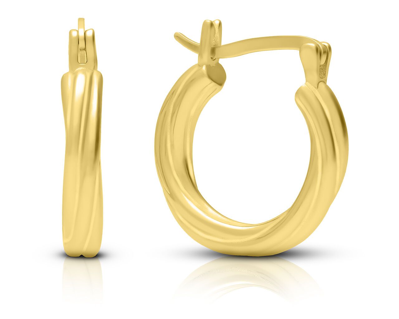 Kolczyki srebrne pozłacane koła skręcone pr.925