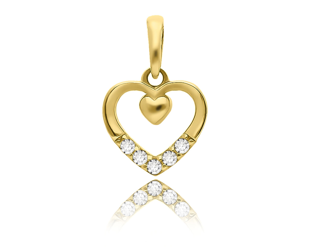 Złota zawieszka serduszko z cyrkoniami pr.585