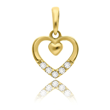 Złota zawieszka serduszko z cyrkoniami pr.585