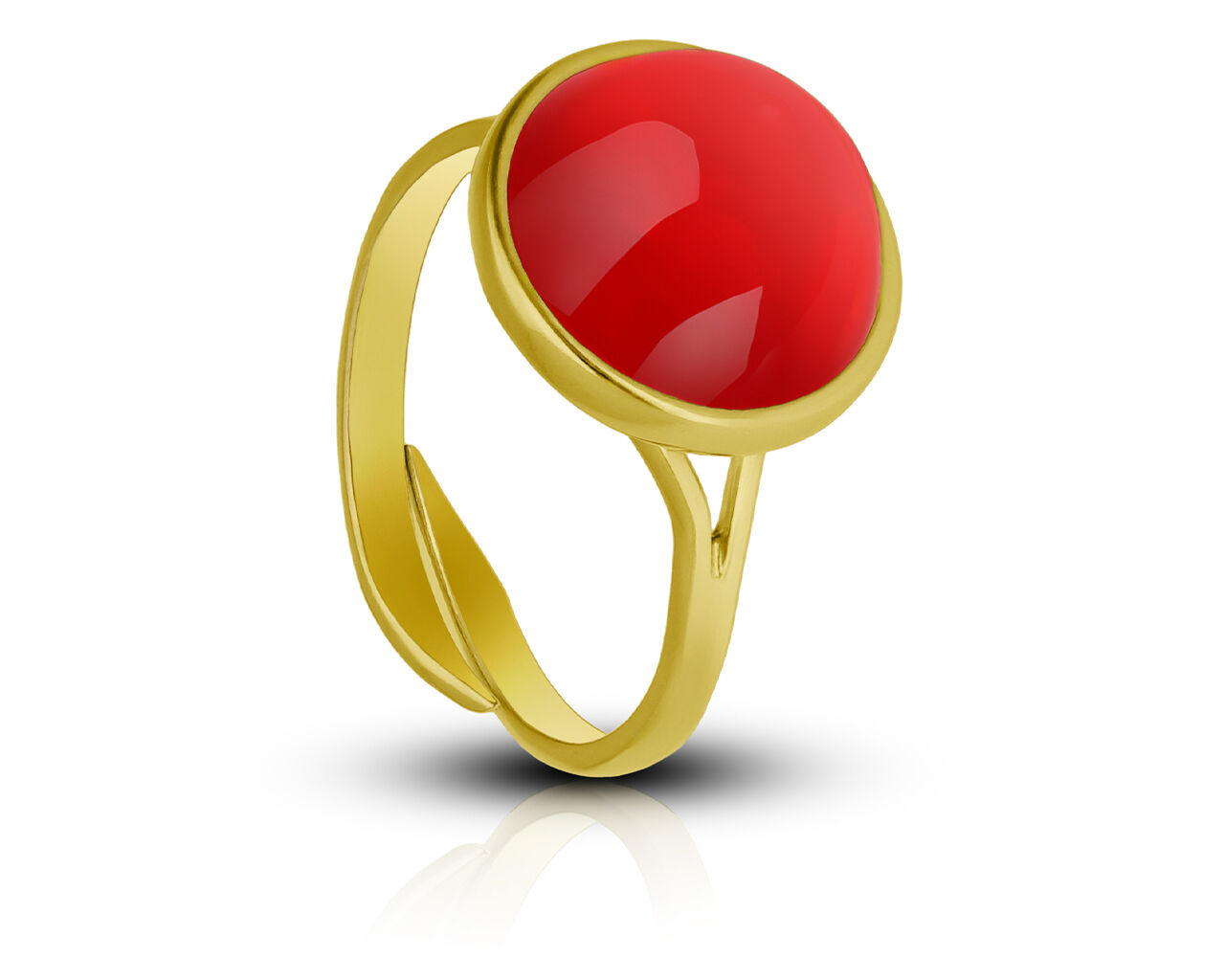 Pierścionek srebrny złocony z czerwonym bursztynem