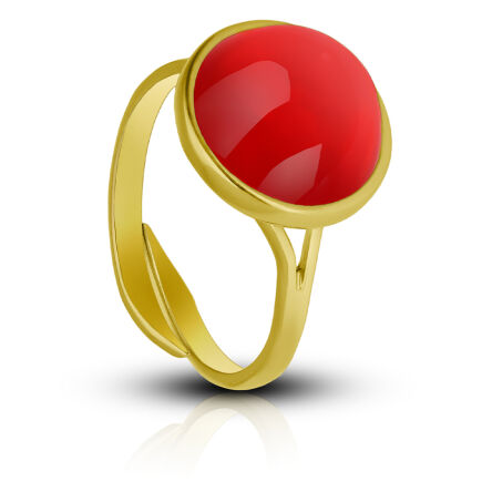 Pierścionek srebrny złocony z czerwonym bursztynem