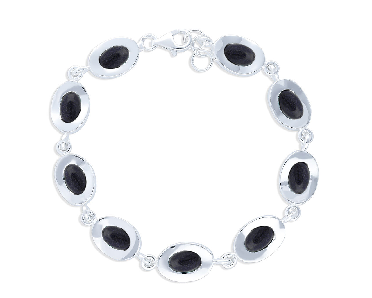 Bransoletka srebrna owalne elementy z Nocą Kairu