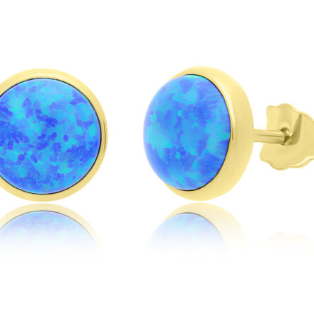 Kolczyki złote 585 z niebieskim opalem
