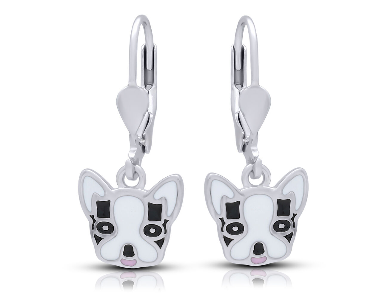 Kolczyki srebrne z pieskami wiszące pr.925