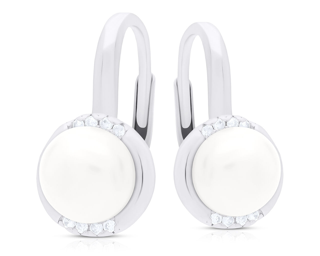 Kolczyki srebrne z perłami i cyrkoniami pr.925