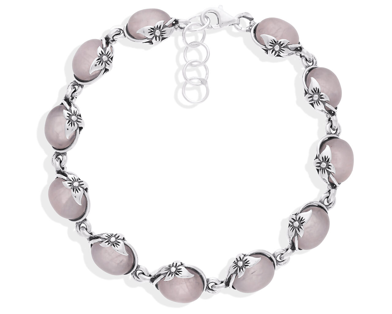 Bransoletka srebrna z naturalnym kwarcem różowym