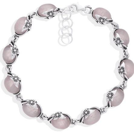 Bransoletka srebrna z naturalnym kwarcem różowym