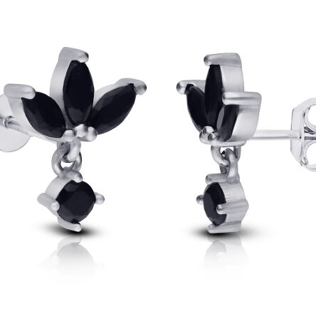 Kolczyki srebrne sztyfty z czarnymi cyrkoniami