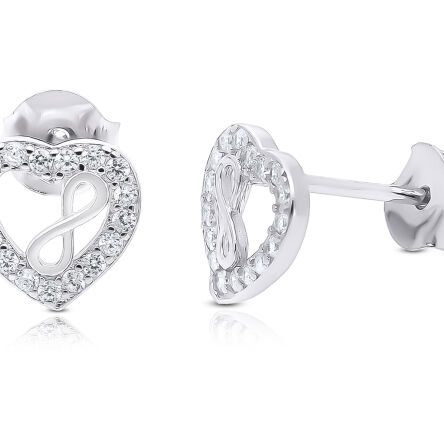 Kolczyki srebrne serduszka z cyrkoniami sztyfty