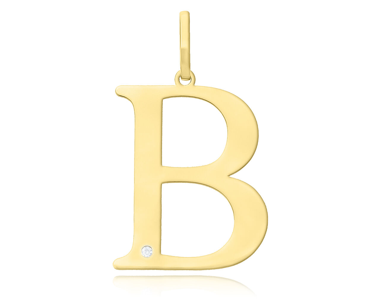 Złota literka B z brylantem duża pr.585