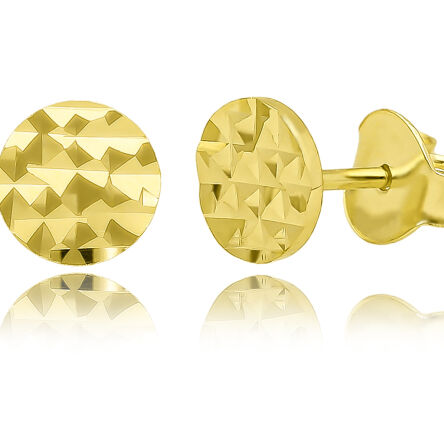 Złote kolczyki diamentowane sztyfty okrągłe