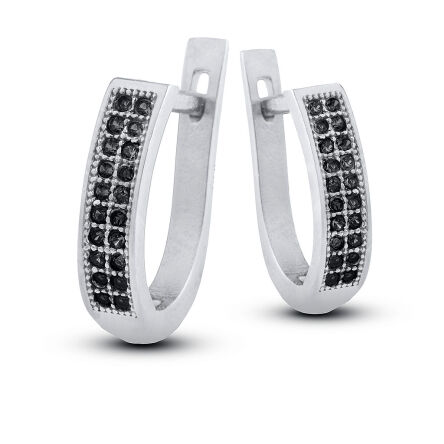 Kolczyki na angielskim zapięciu z czarną cyrkonią