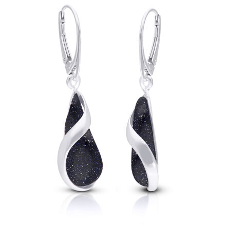 Srebrne kolczyki wiszące długie z Nocą Kairu