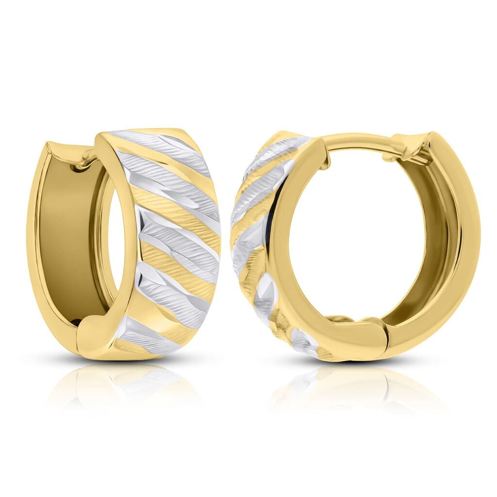 Kolczyki złote 585 koła dwukolorowy wzór