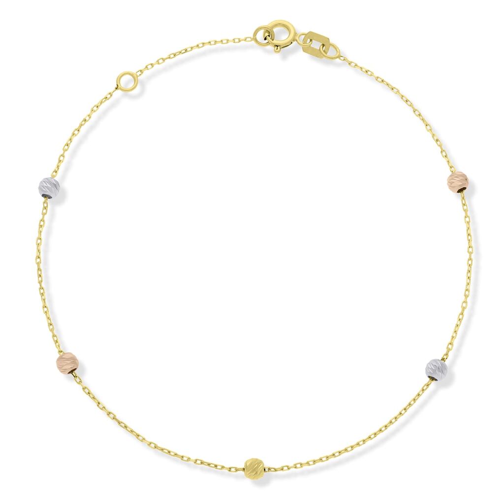 Bransoletka złota 585 kuleczki tricolor