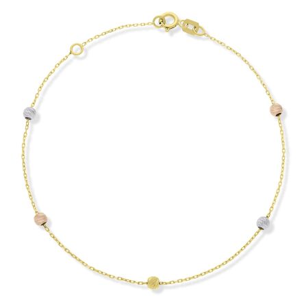 Bransoletka złota 585 kuleczki tricolor