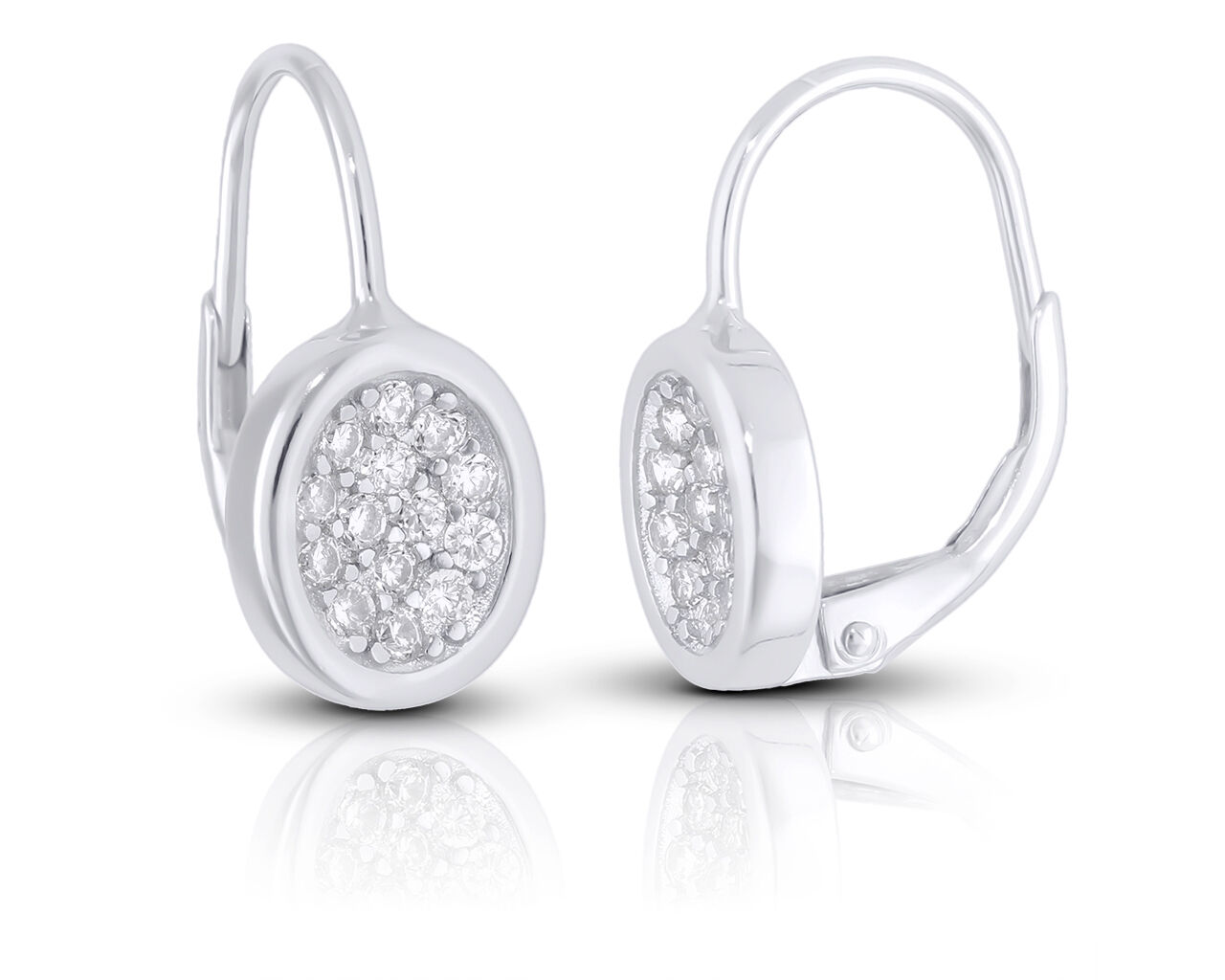 Srebrne kolczyki owalne z cyrkoniami