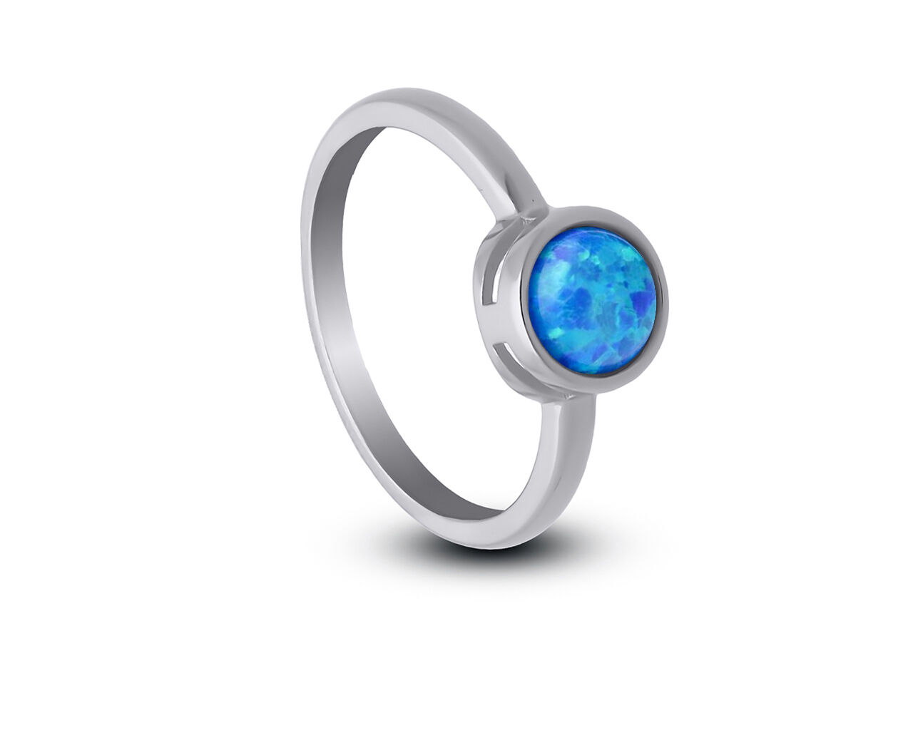 Pierścionek srebrny z niebieskim opalem