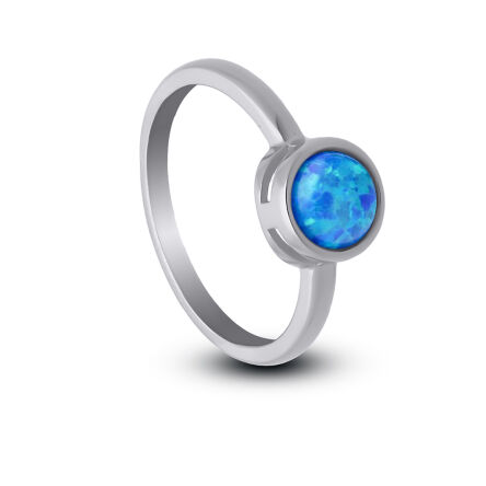Pierścionek srebrny z niebieskim opalem