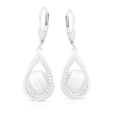 Kolczyki srebrne wiszące Tygrysie Oko cyrkonie