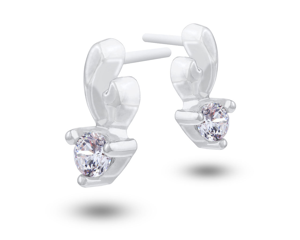 Kolczyki srebrne rodowane z pojedynczą cyrkonią