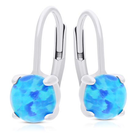 Kolczyki srebrne z niebieskim opalem pr.925