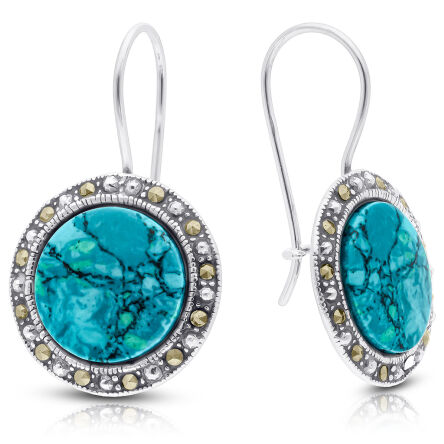 Kolczyki srebrne z chryzokolą i markazytami