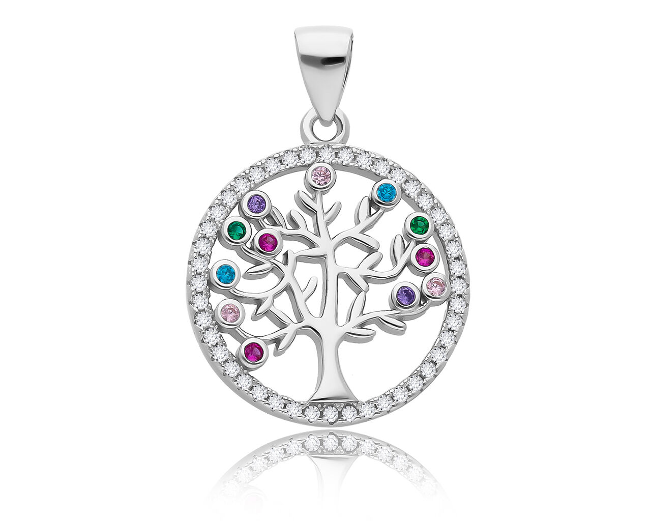 Zawieszka srebrna kolorowe drzewko szczęścia