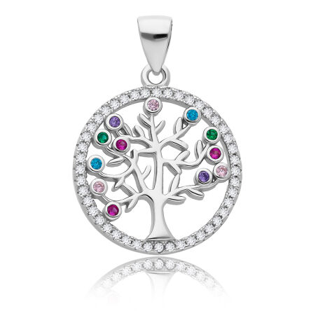 Zawieszka srebrna kolorowe drzewko szczęścia