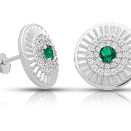 Kolczyki srebrne sztyfty zielona cyrkonia pr.925