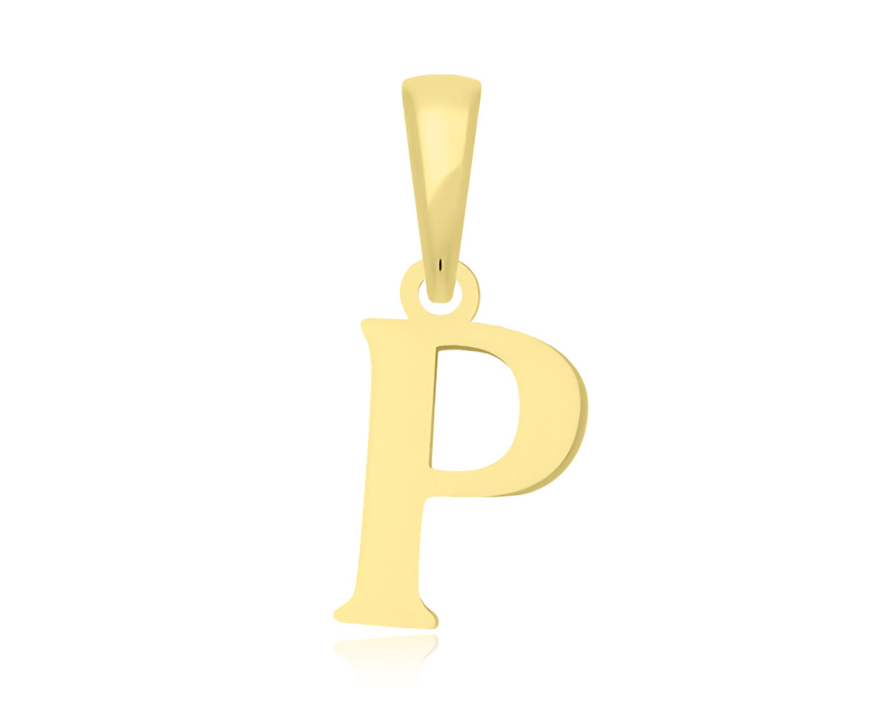 Złota literka P zawieszka gładka pr.585