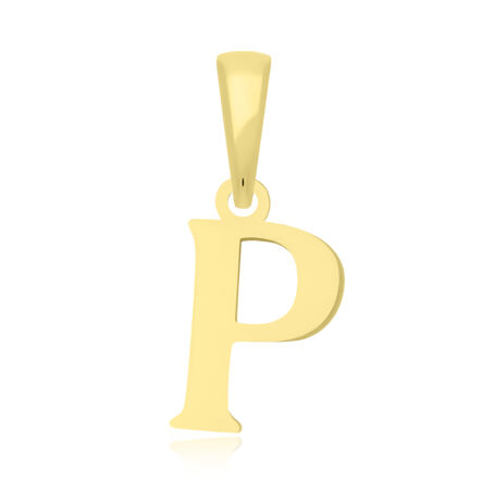 Złota literka P zawieszka gładka pr.585